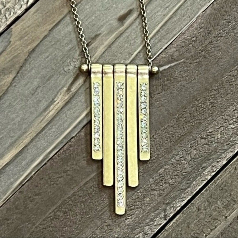 J.Crew Vertical Bar Brass Rhinestone Necklace